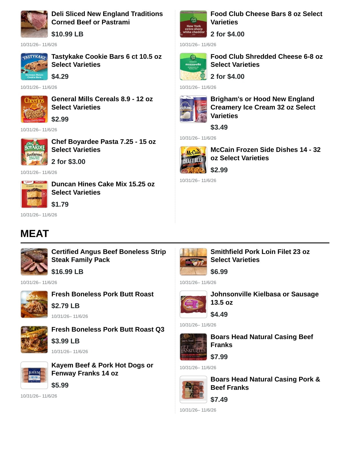 E.M. Heath Supermarket Weekly Ad October 31 - November 6, 2026
