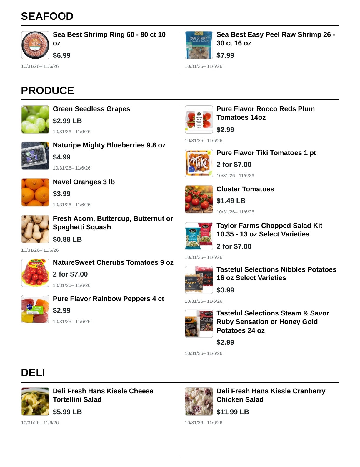 E.M. Heath Supermarket Weekly Ad October 31 - November 6, 2026