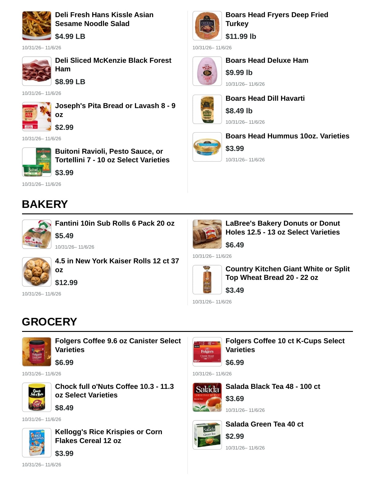 E.M. Heath Supermarket Weekly Ad October 31 - November 6, 2026