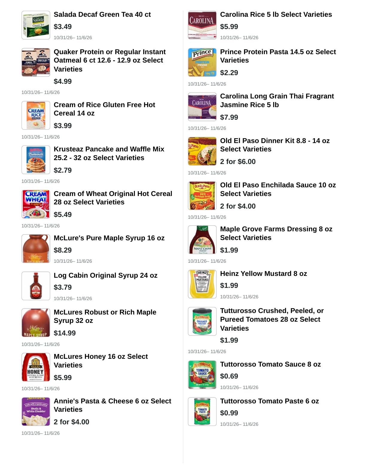 E.M. Heath Supermarket Weekly Ad October 31 - November 6, 2026