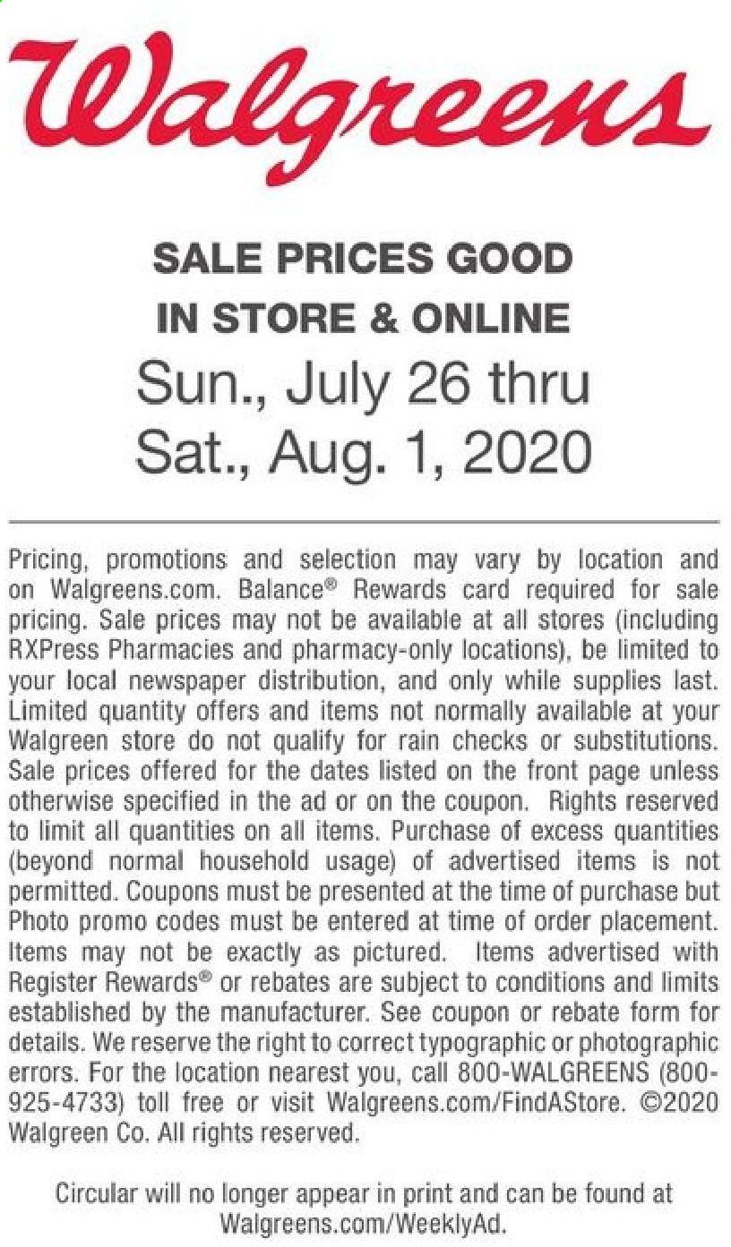 Walgreens Weekly Ad July 26 to August 1