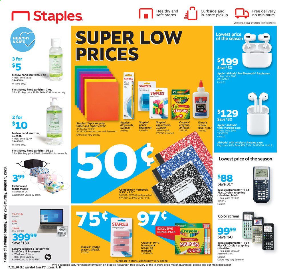 Staples Weekly Ad July 26 to August 1