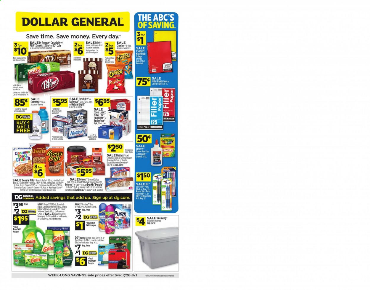 Dollar General (NC) Weekly Ad July 26 to August 1