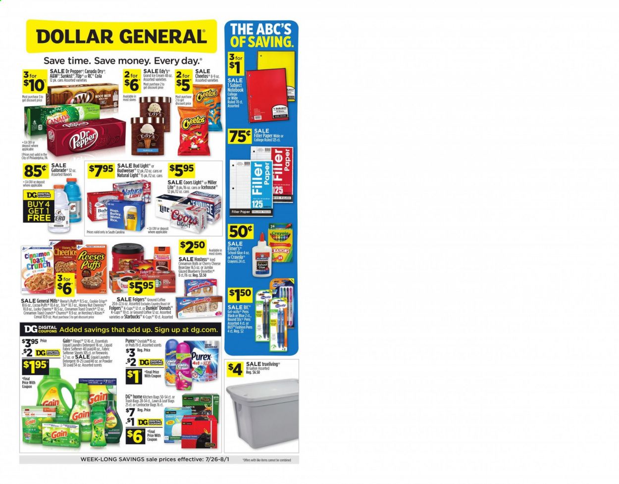 Dollar General (SC) Weekly Ad July 26 to August 1