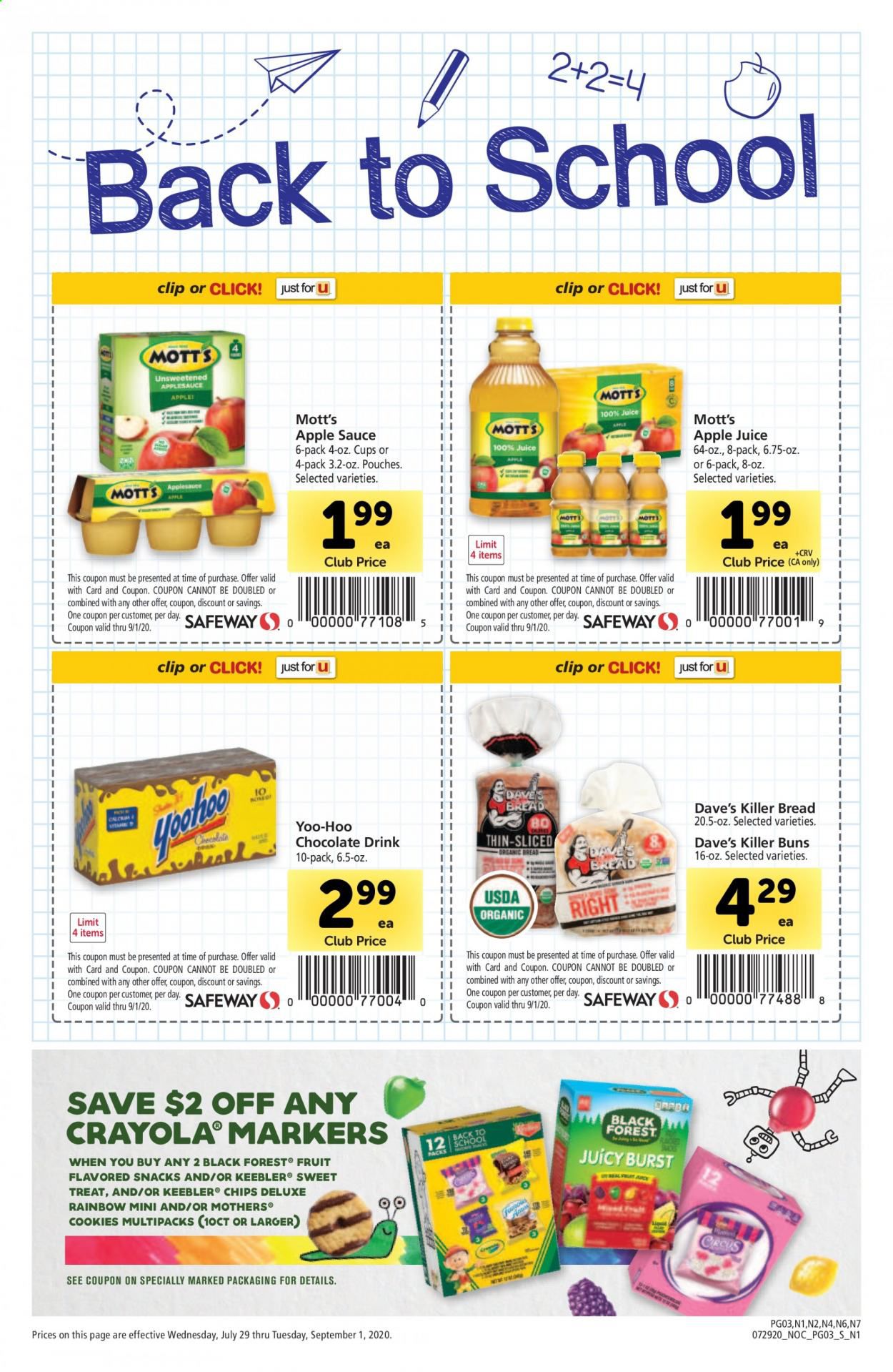Safeway Weekly Ad July 29 to September 1