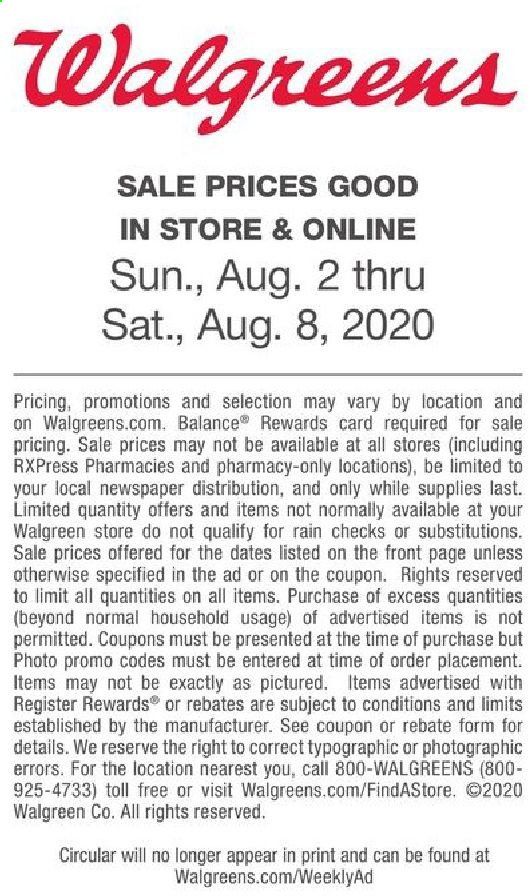Walgreens Weekly Ad August 2 to August 8