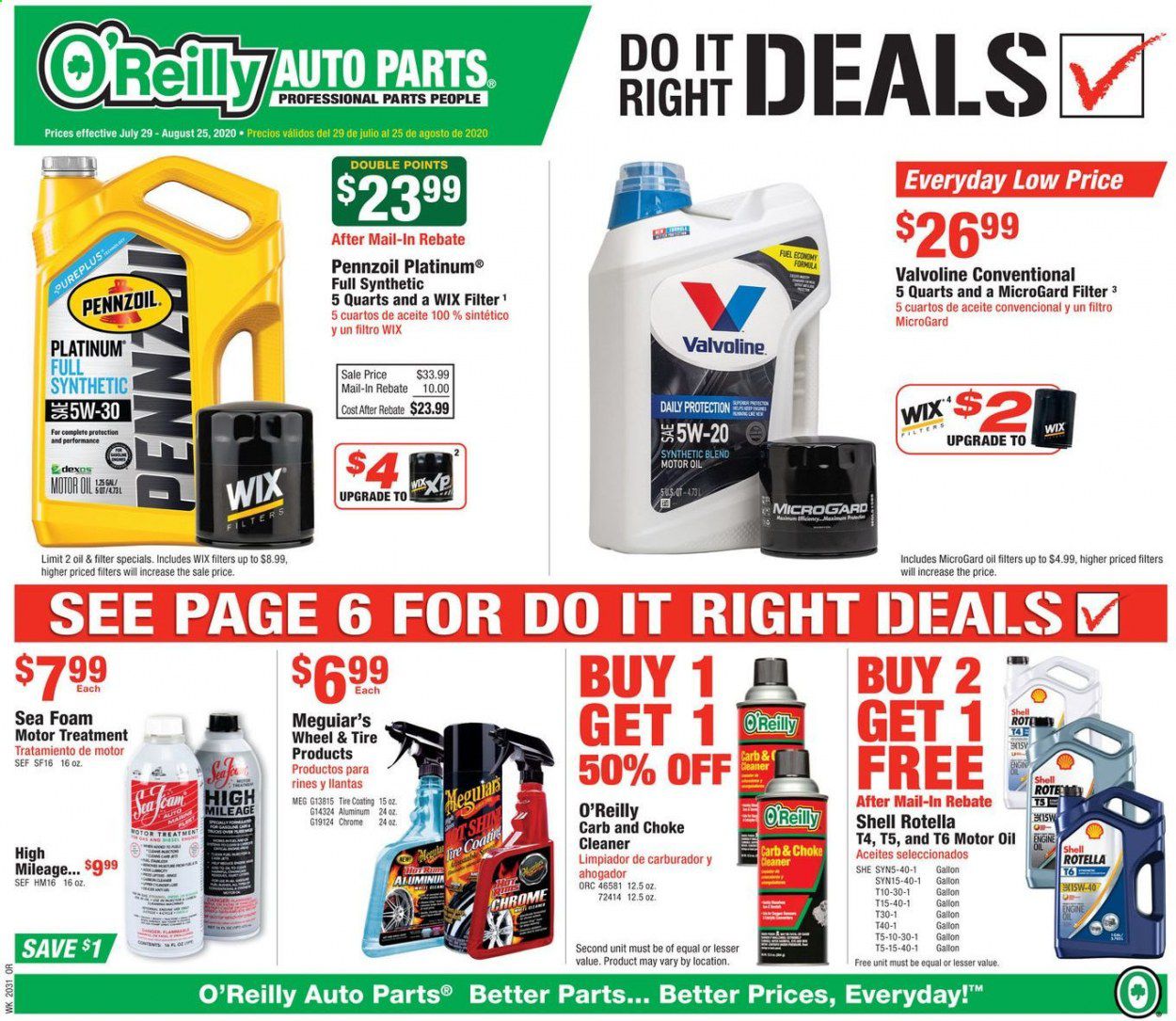 O'Reilly Auto Parts (EN) Weekly Ad July 29 to August 25