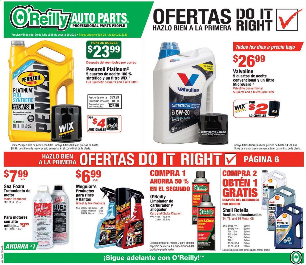 O'Reilly Auto Parts (ES) Weekly Ad July 29 to August 25