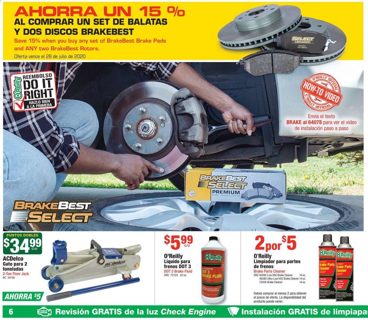 O'Reilly Auto Parts (ES) Weekly Ad July 29 to August 25