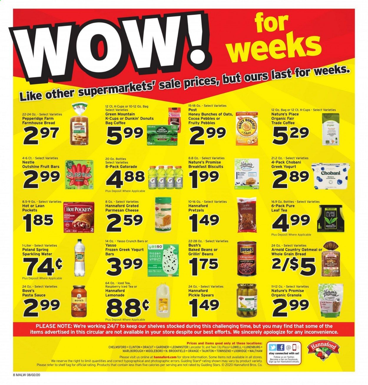 Hannaford (MA) Weekly Ad August 2 to August 8
