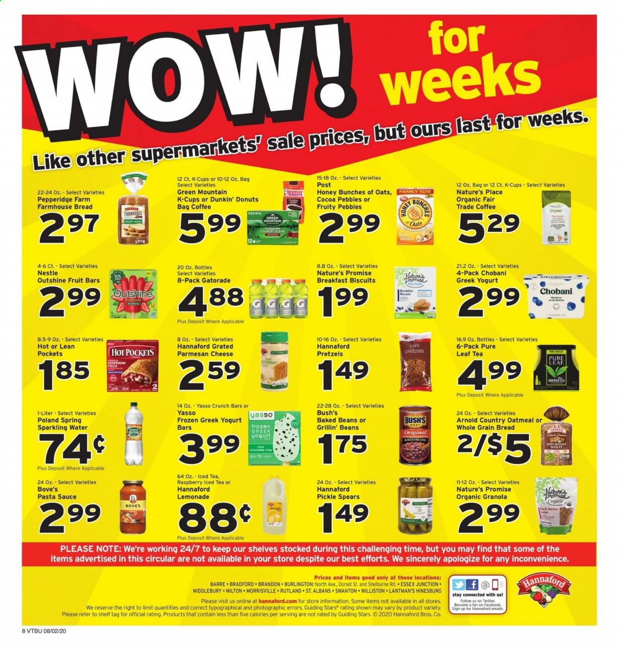 Hannaford (VT) Weekly Ad August 2 to August 8