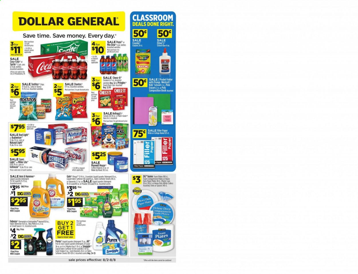 Dollar General (SC) Weekly Ad August 2 to August 8