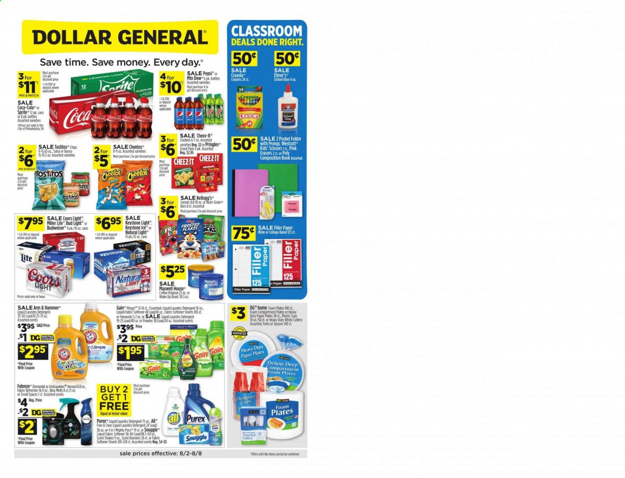 Dollar General (TX) Weekly Ad August 2 to August 8