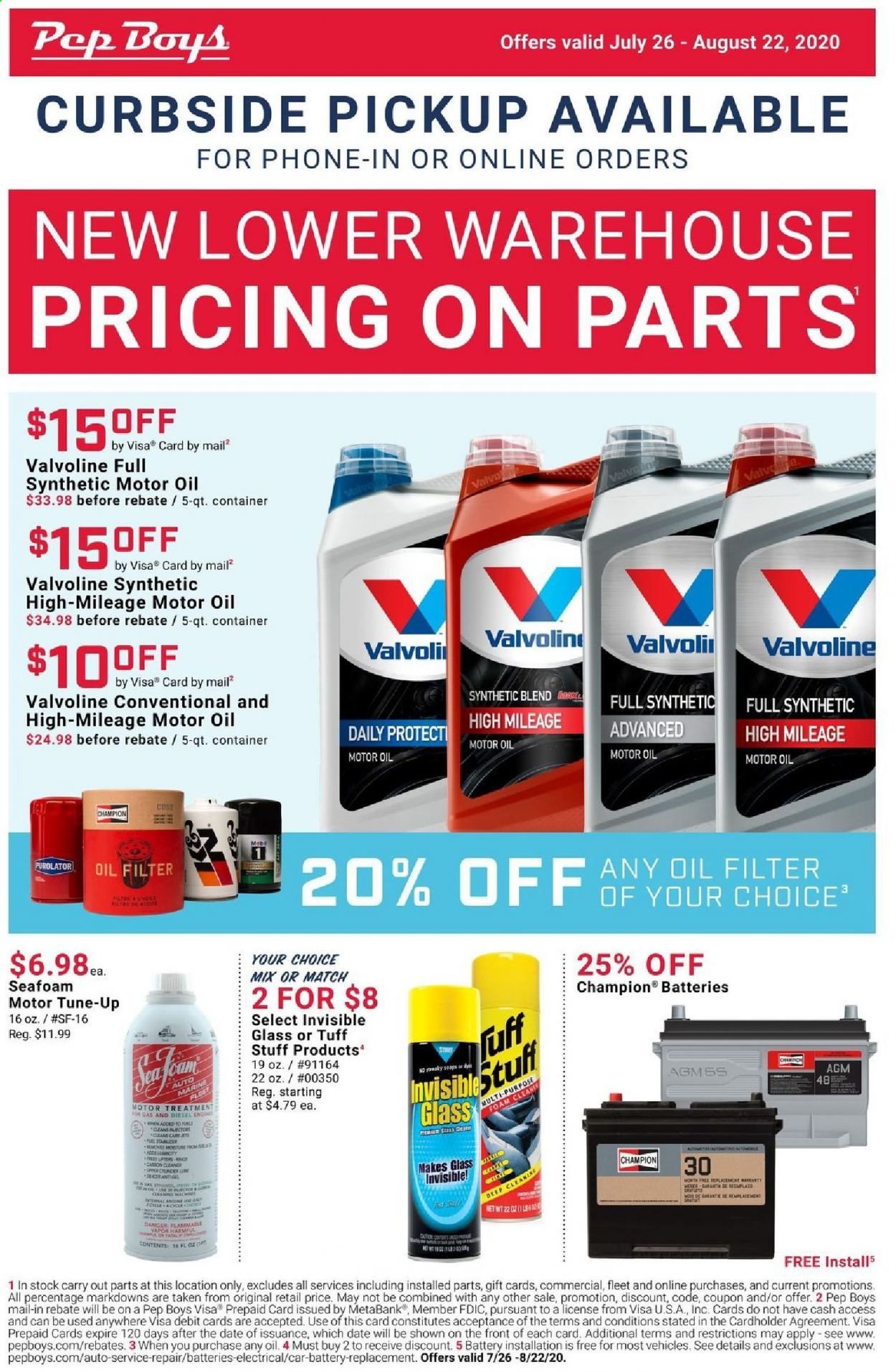 Pep Boys Weekly Ad July 26 to August 22