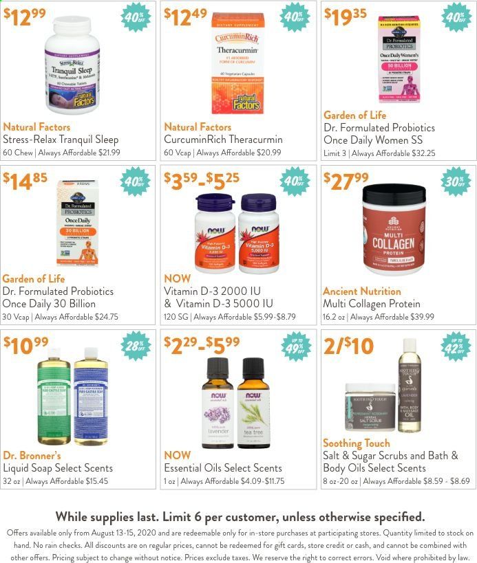 Natural Grocers Weekly Ad August 13 to August 15