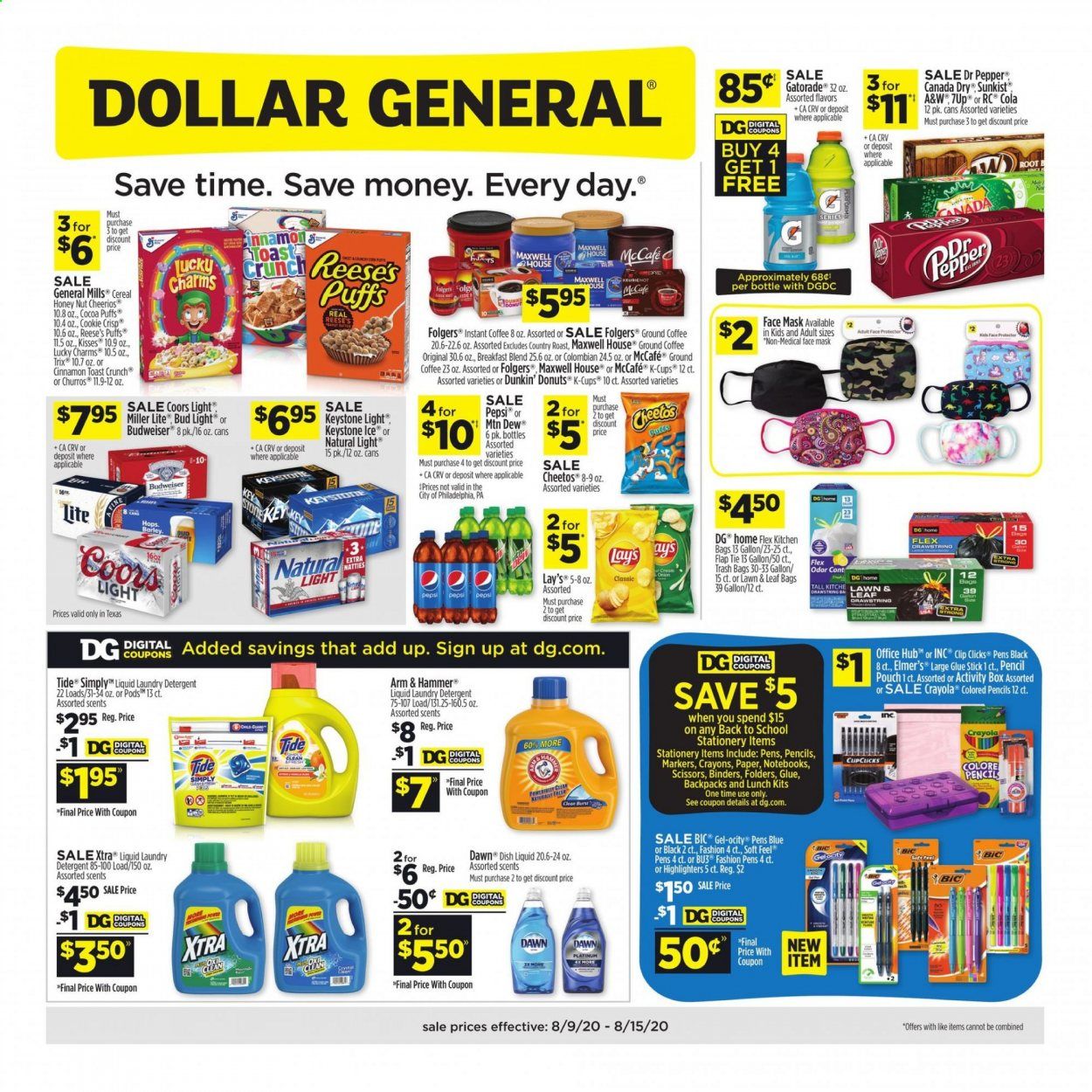 Dollar General (TX) Weekly Ad August 9 to August 15