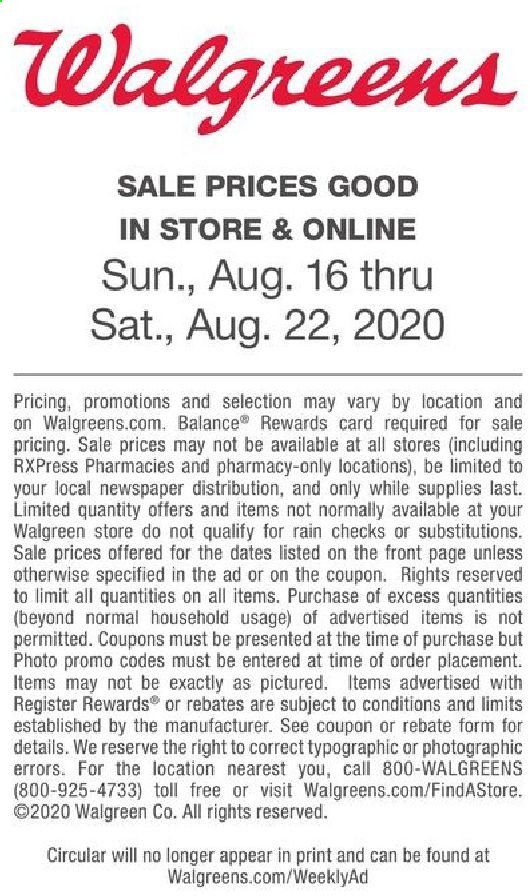 Walgreens Weekly Ad August 16 to August 22