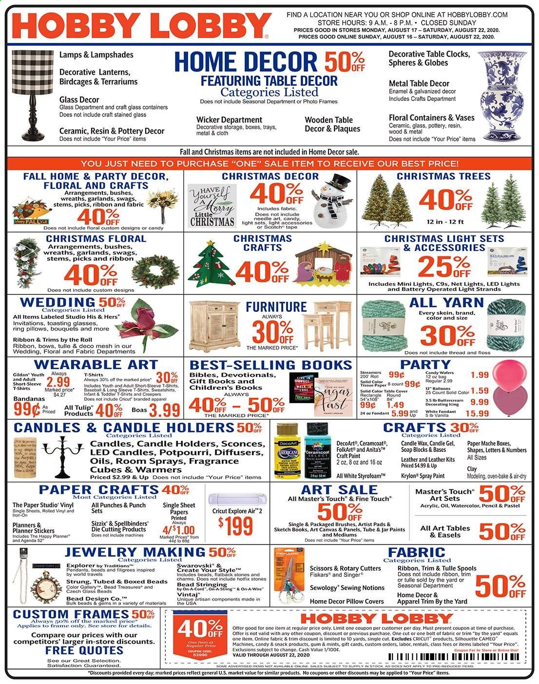 Hobby Lobby Weekly Ad August 16 to August 22