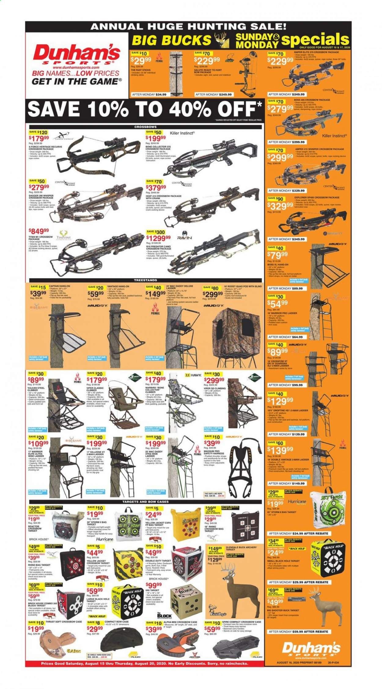 Dunham's Sports Weekly Ad August 15 to August 20