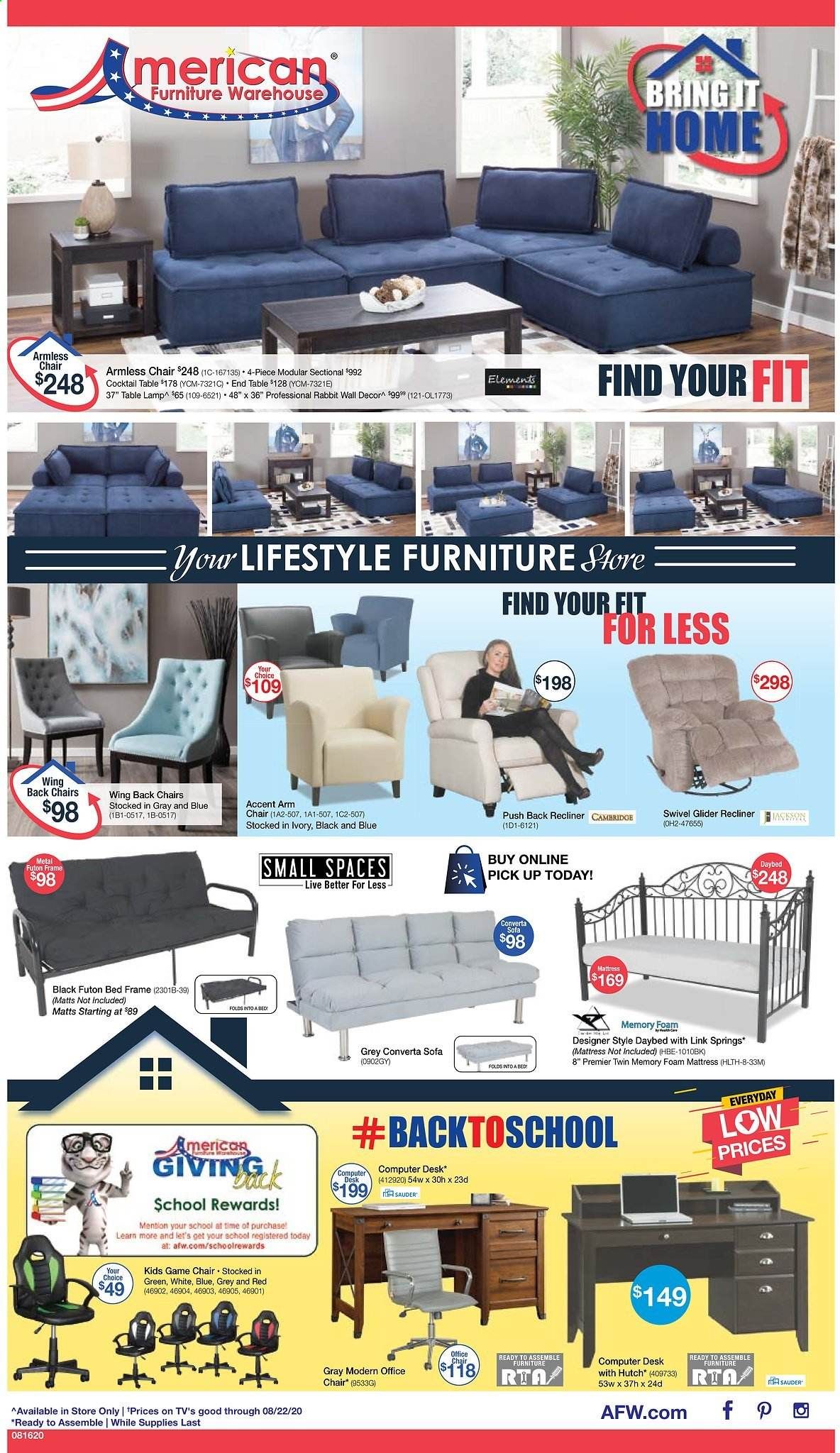 American Furniture Warehouse (CO) Weekly Ad August 16 to August 22