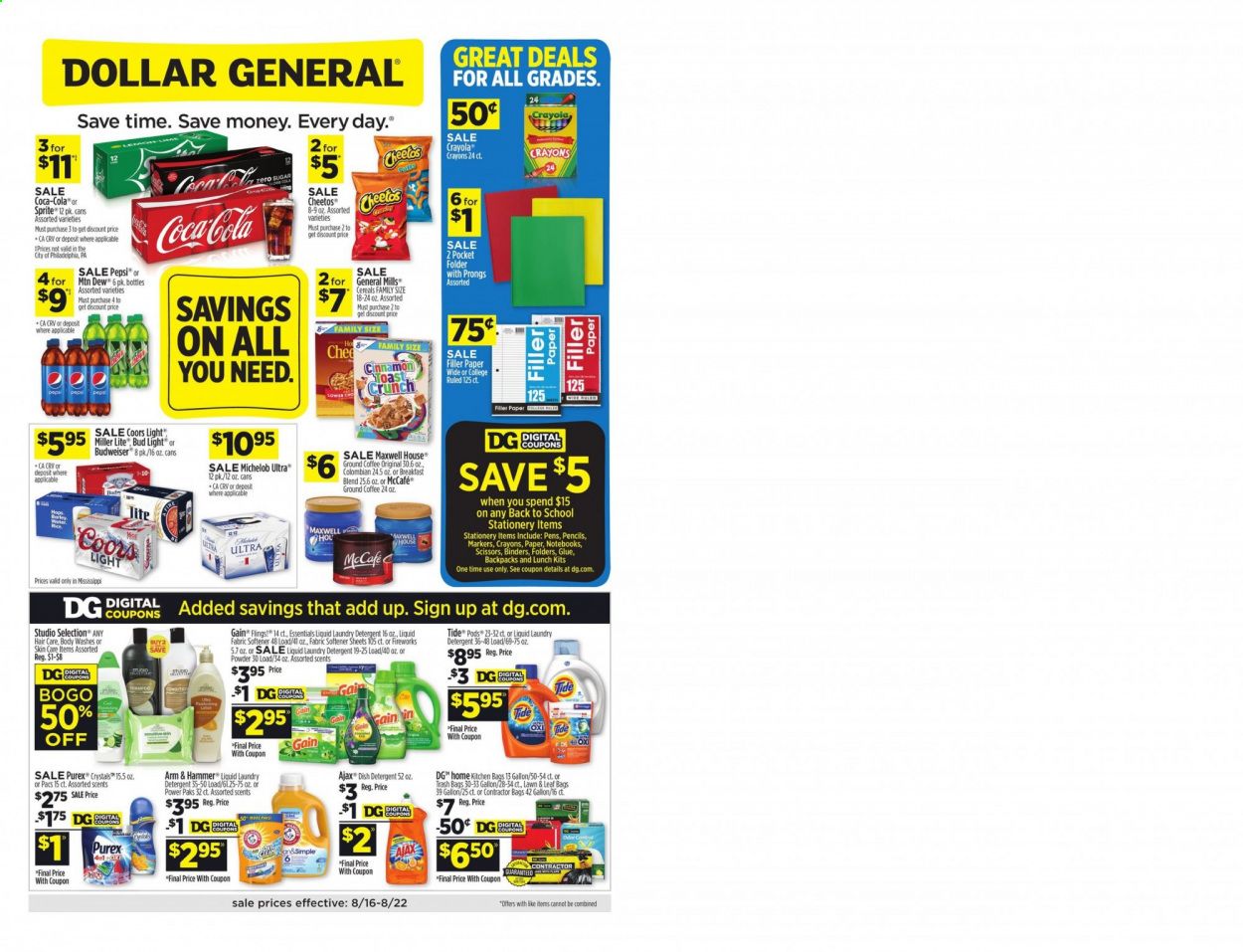 Dollar General (MS) Weekly Ad August 16 to August 22