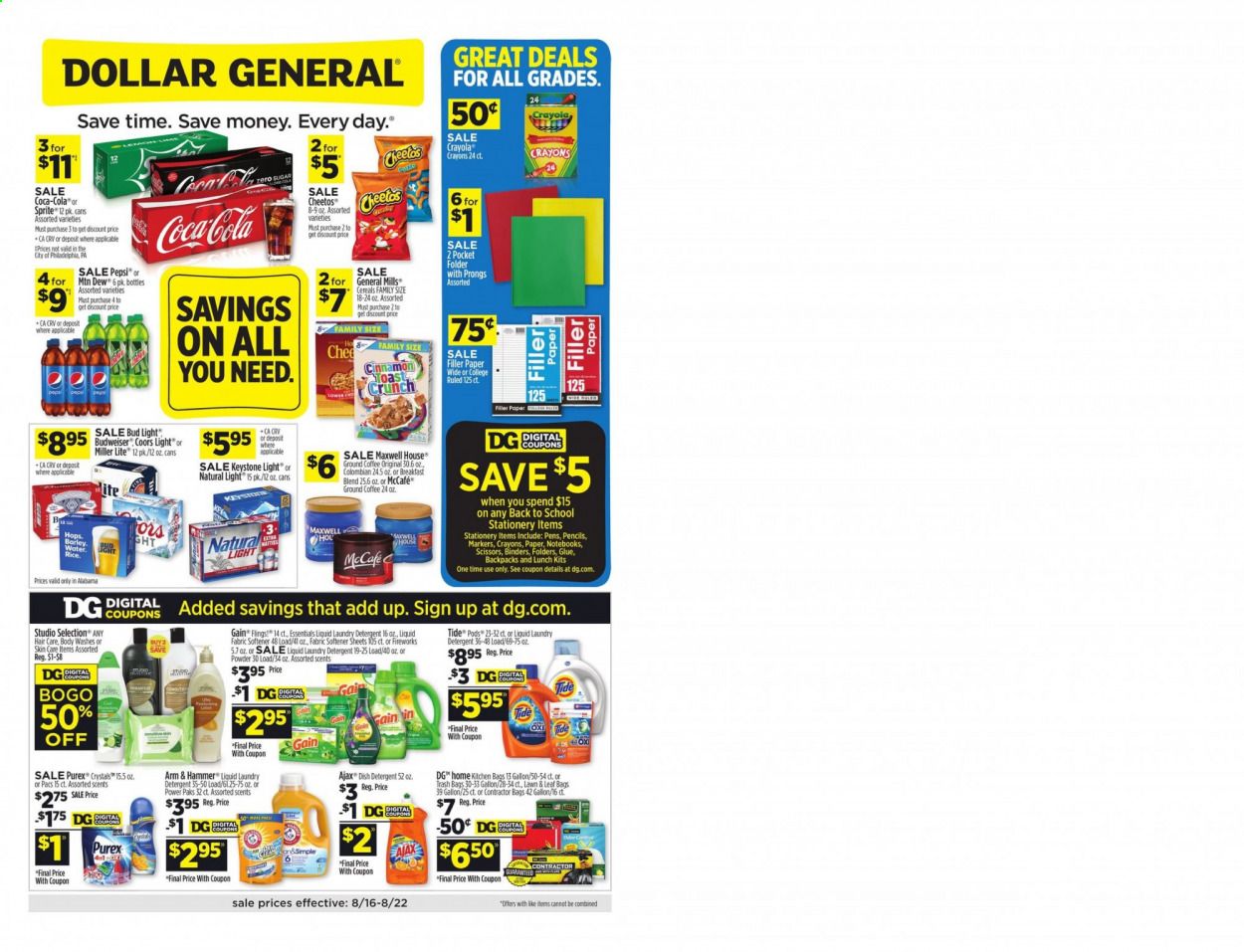 Dollar General (AL) Weekly Ad August 16 to August 22