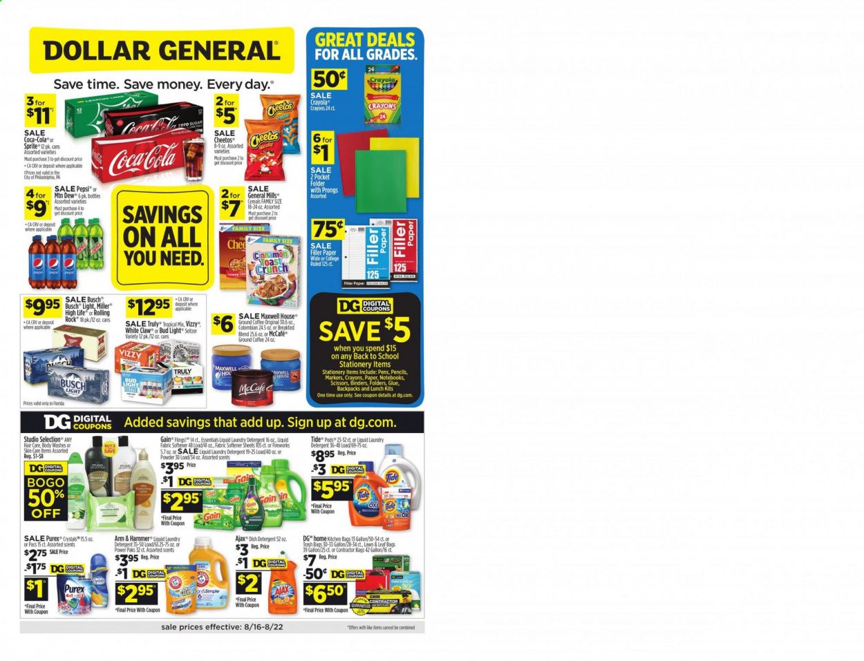 Dollar General (FL) Weekly Ad August 16 to August 22