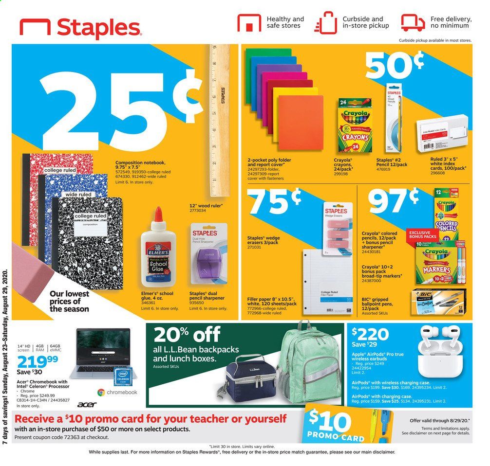 Staples Weekly Ad August 23 to August 29