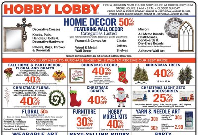 Hobby Lobby Weekly Ad August 23 to August 29