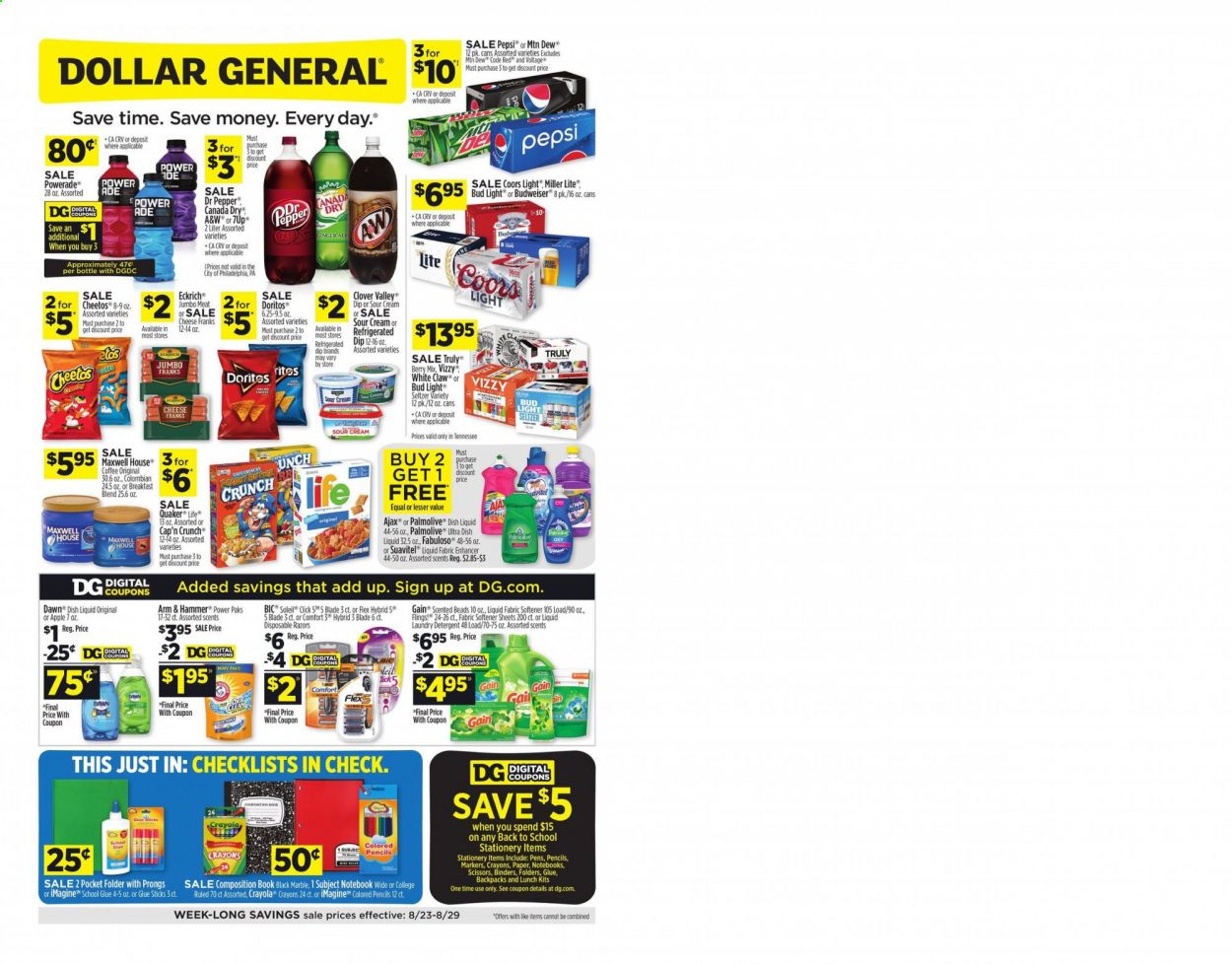 Dollar General (TN) Weekly Ad August 23 to August 29