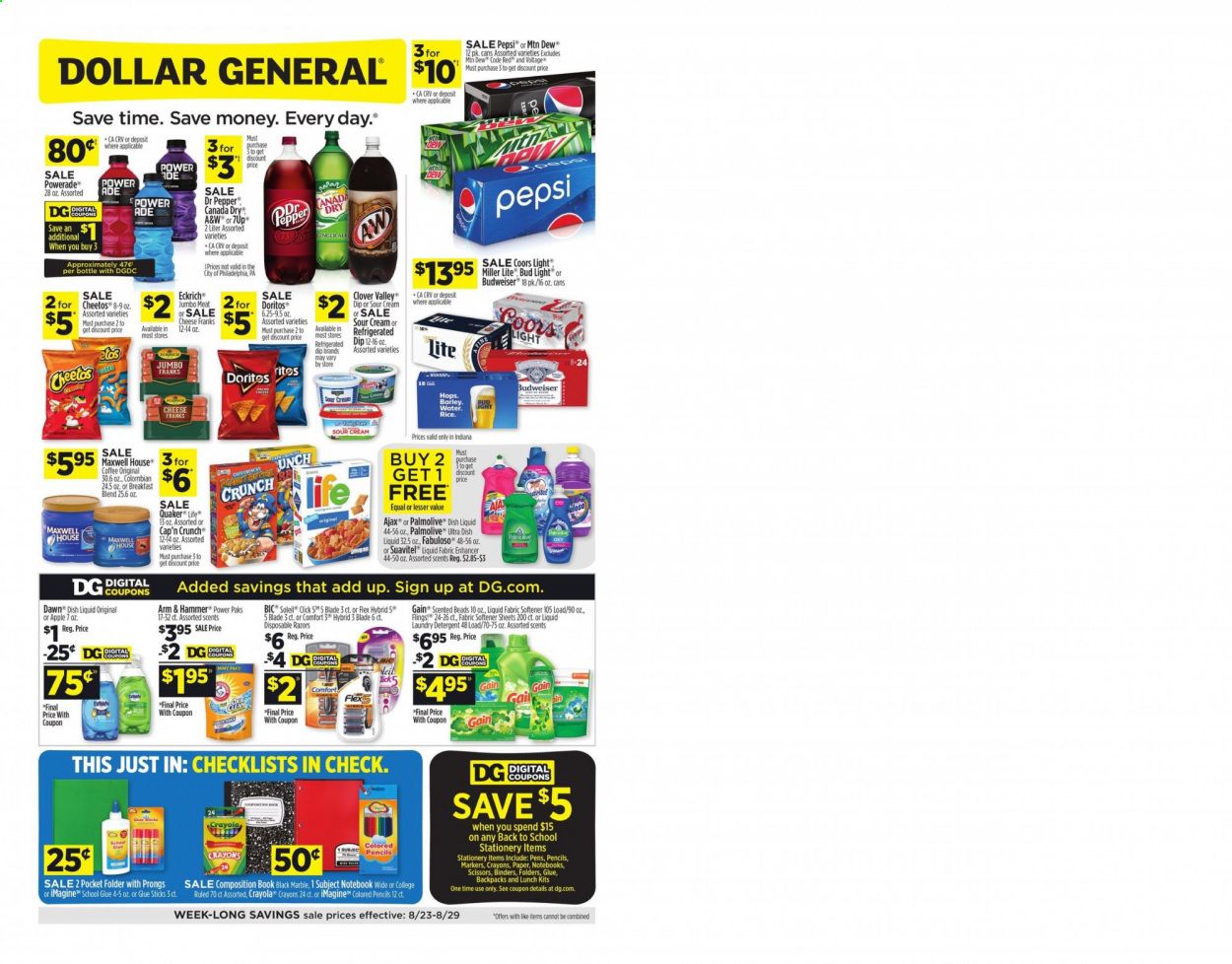 Dollar General (IN) Weekly Ad August 23 to August 29