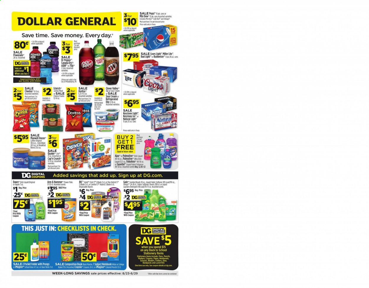Dollar General (TX) Weekly Ad August 23 to August 29