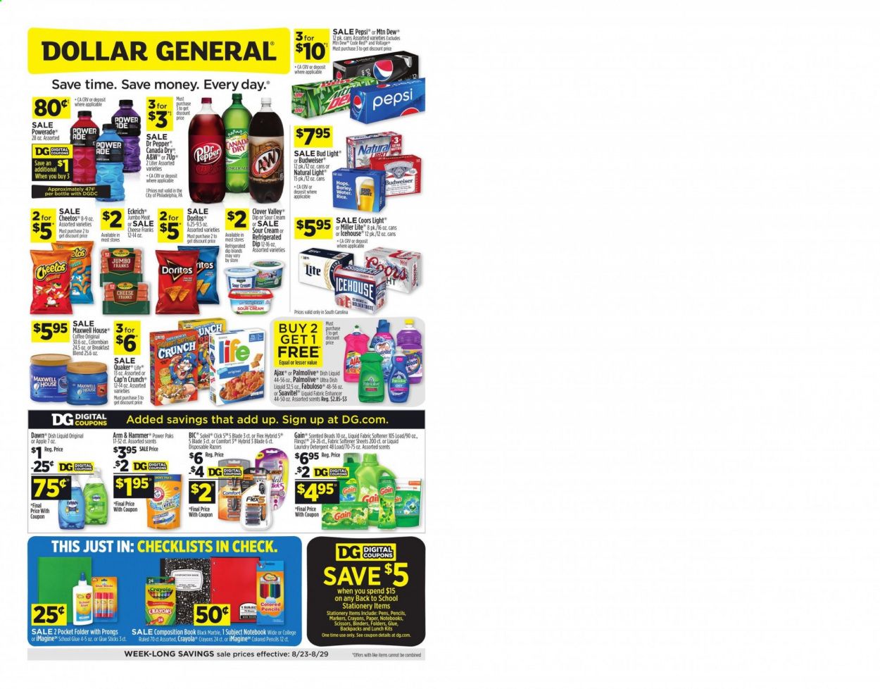 Dollar General (SC) Weekly Ad August 23 to August 29
