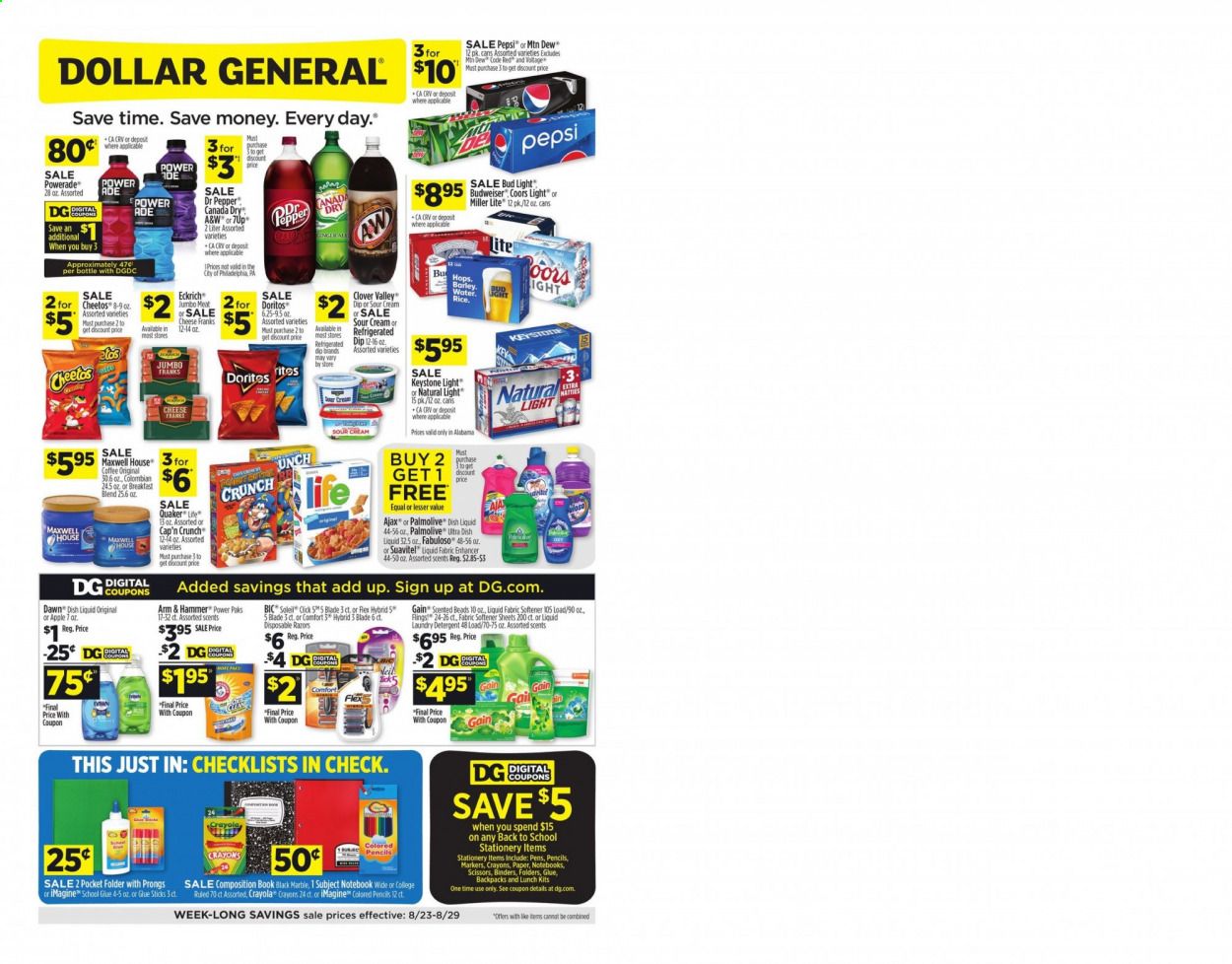 Dollar General (AL) Weekly Ad August 23 to August 29