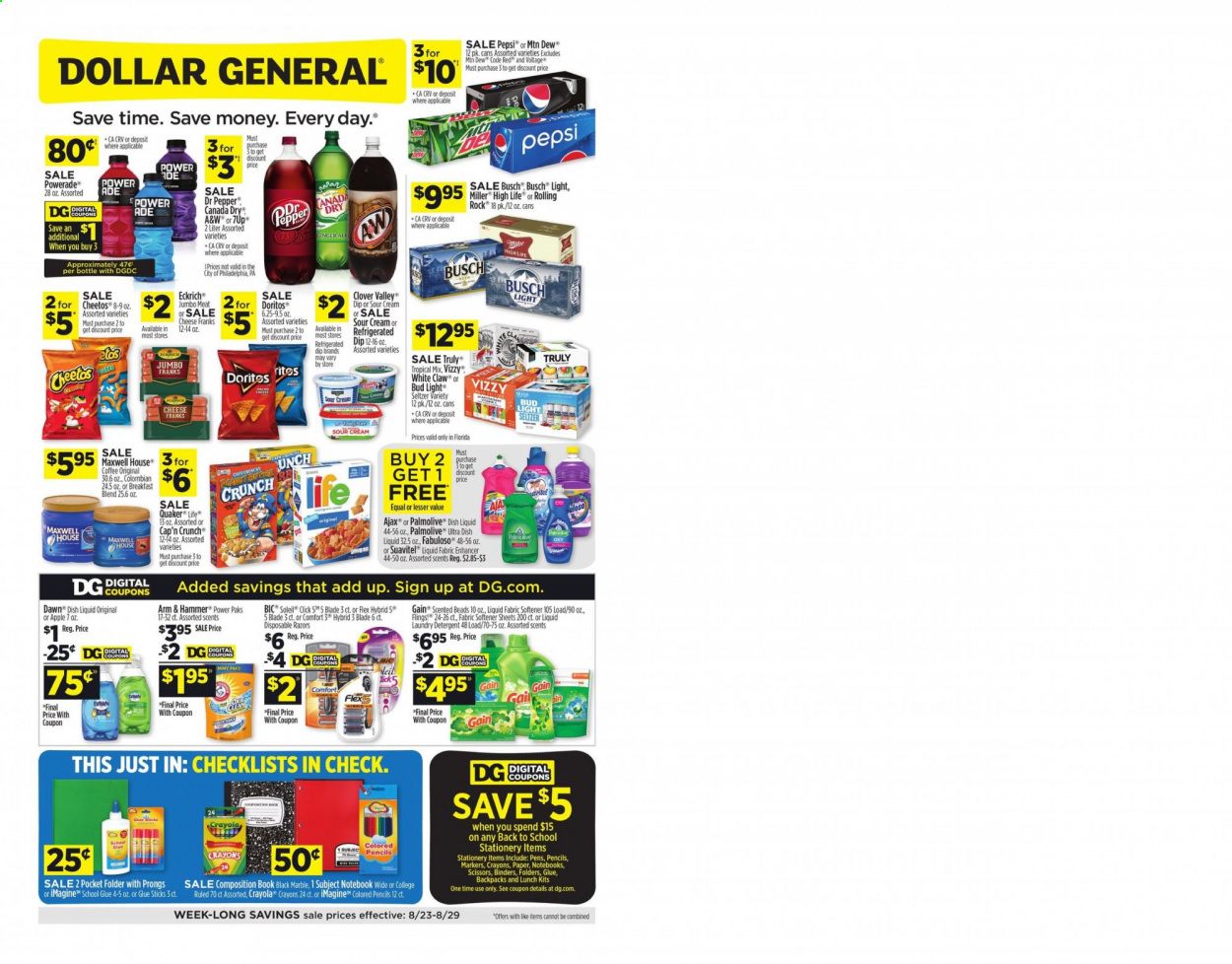 Dollar General (FL, TX) Weekly Ad August 23 to August 29