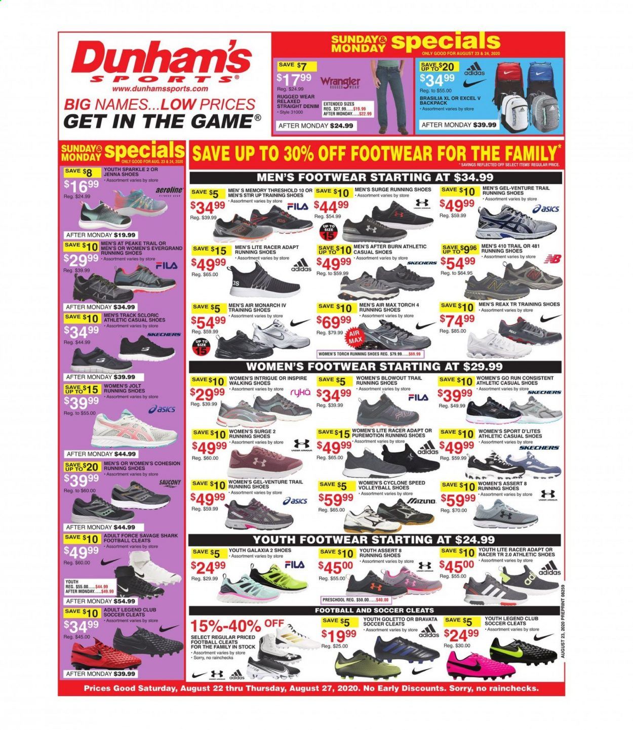 Dunham's Sports Weekly Ad August 22 to August 27