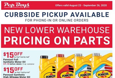 Pep Boys Weekly Ad August 23 to September 26