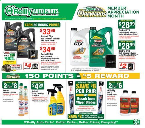 O'Reilly Auto Parts Weekly Ad August 26 to September 29