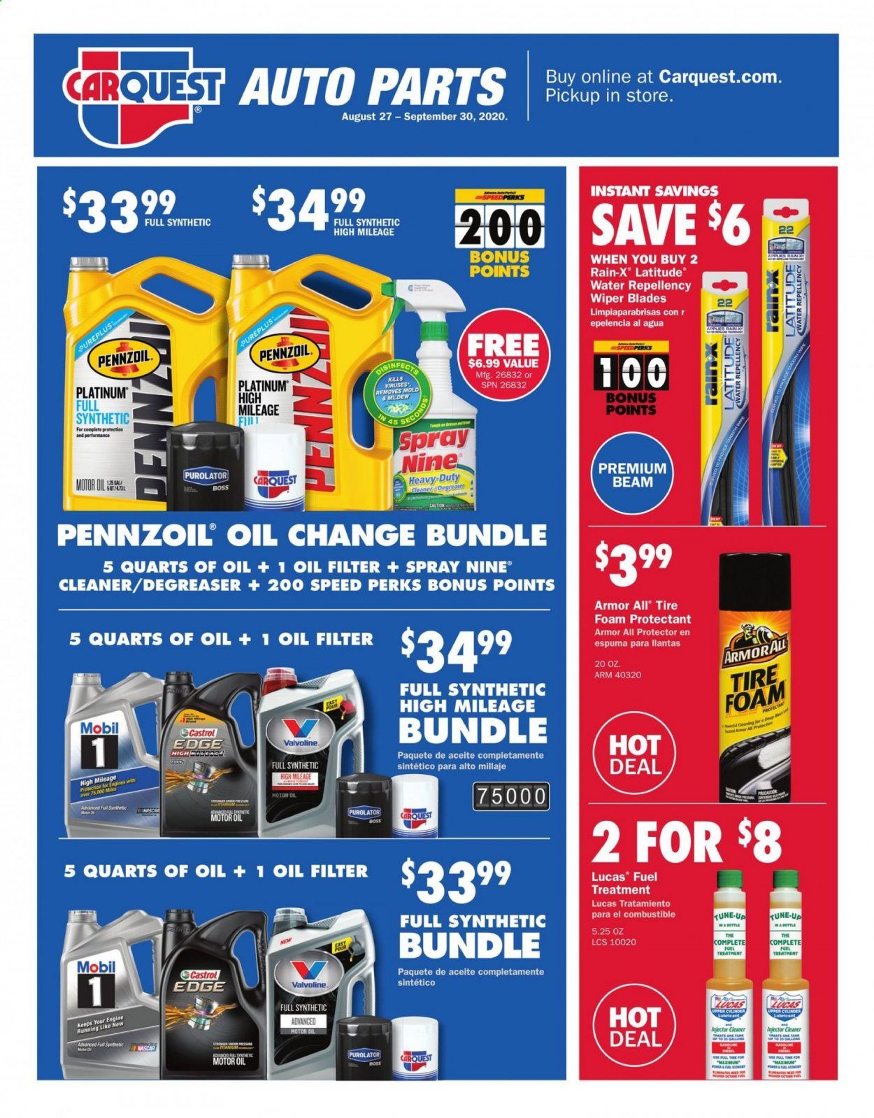 Advance Auto Parts Weekly Ad August 27 to September 30