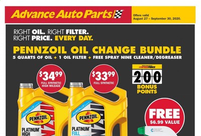 Advance Auto Parts Weekly Ad August 27 to September 30