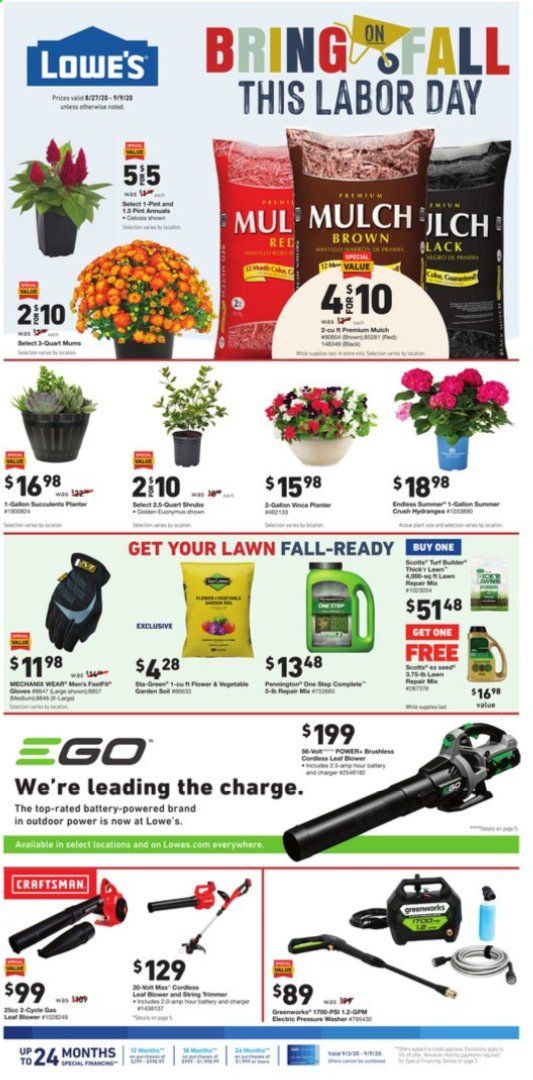 Lowe's Weekly Ad August 27 to September 9