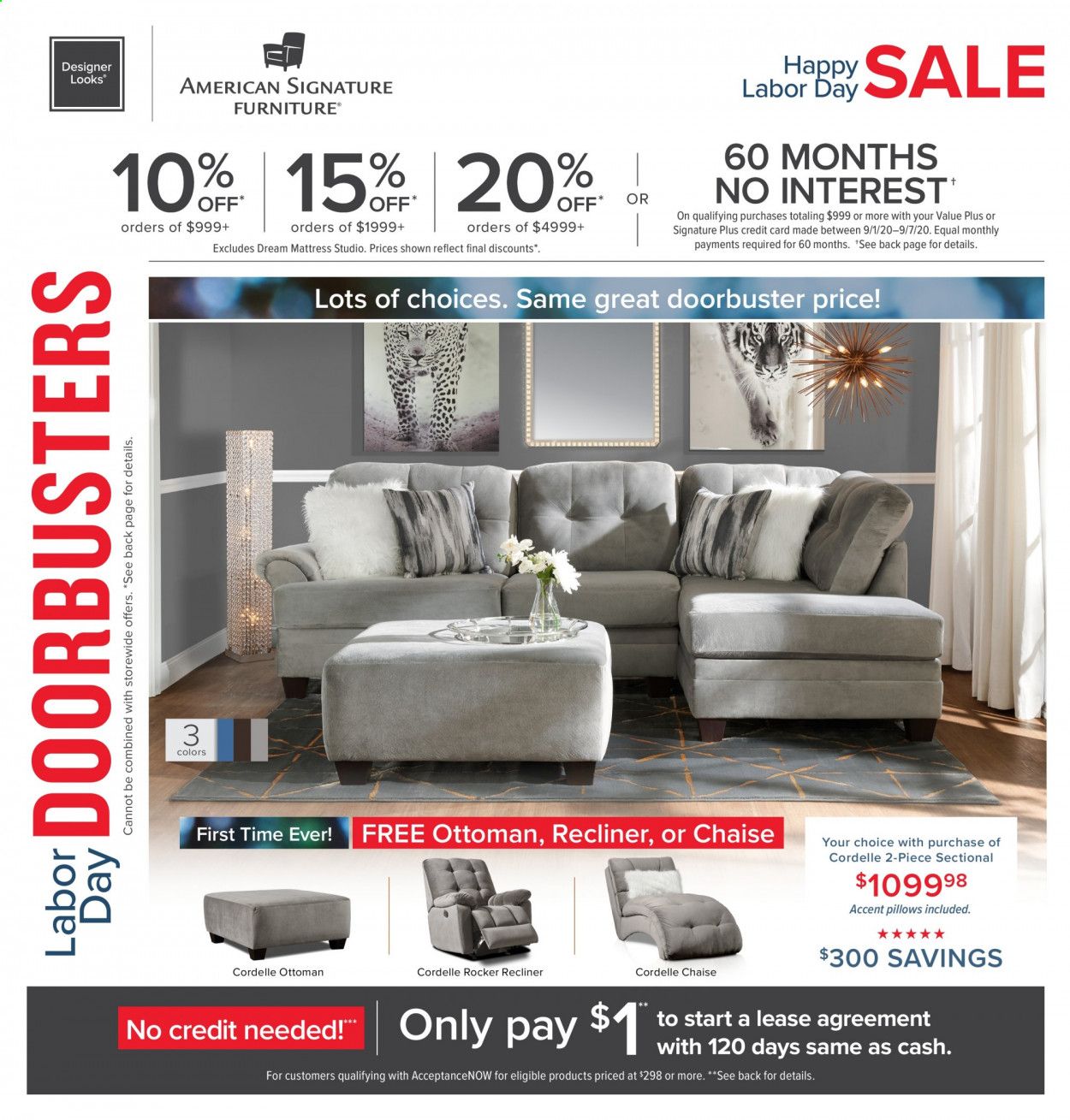 American Signature Furniture Weekly Ad September 1 to September 7