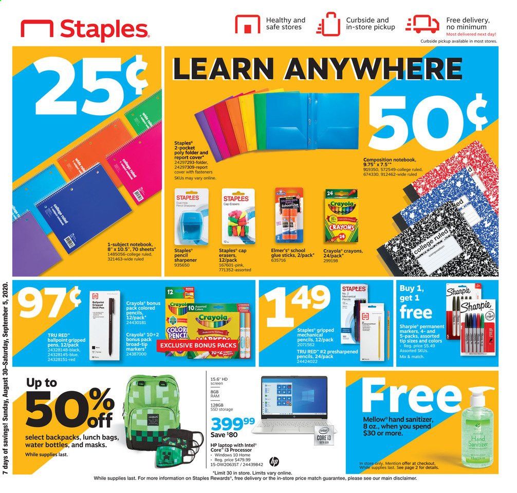 Staples Weekly Ad August 30 to September 5
