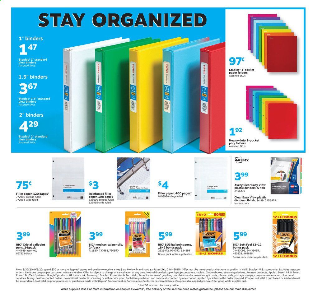 Staples Weekly Ad August 30 to September 5