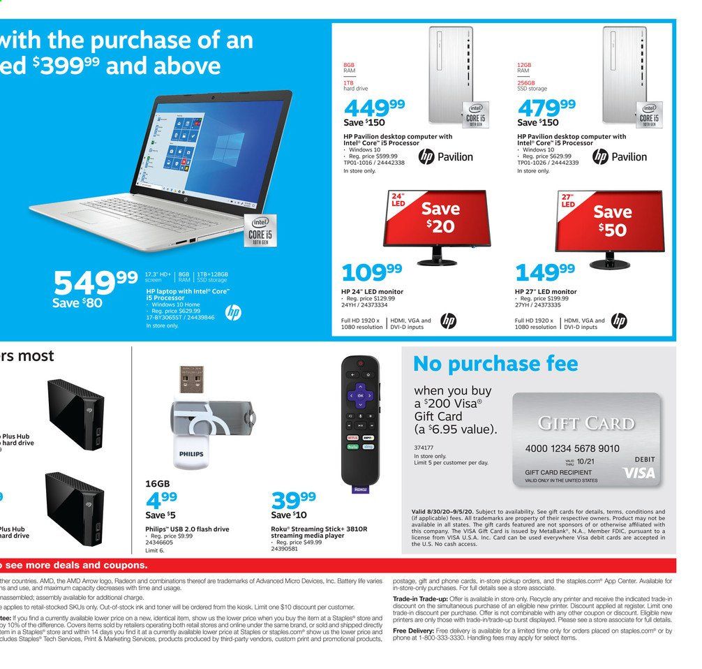 Staples Weekly Ad August 30 to September 5