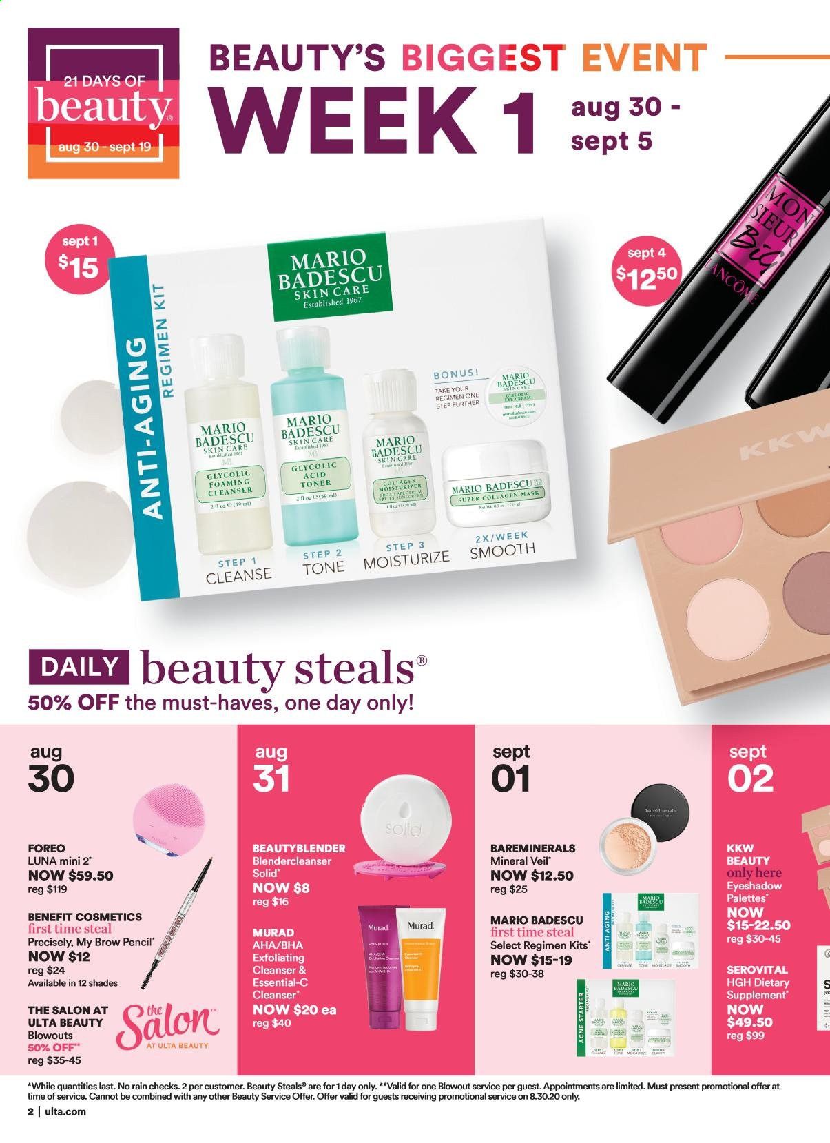 Ulta Beauty Weekly Ad August 30 to September 19