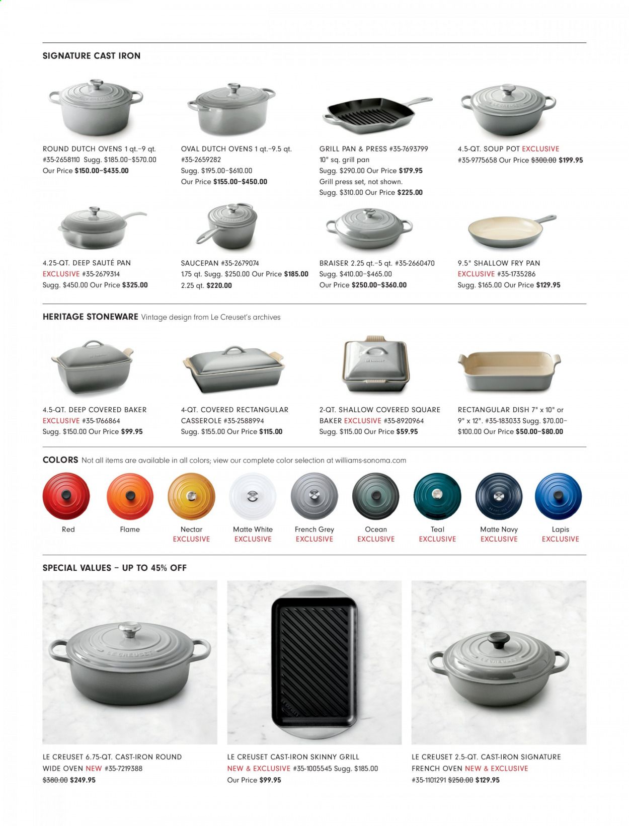 Williams-Sonoma Weekly Ad September 1 to September 30