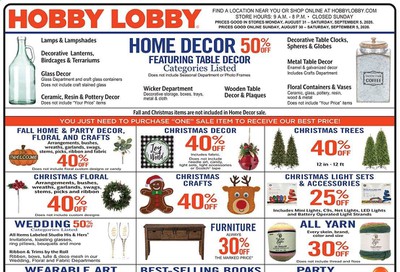 Hobby Lobby Weekly Ad August 30 to September 5