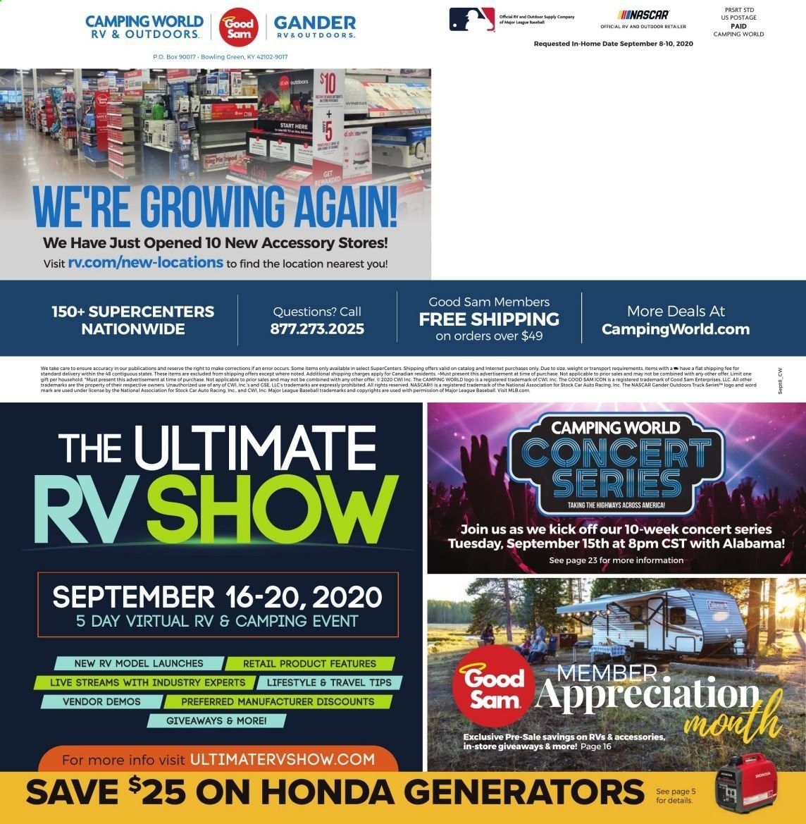 Camping World Weekly Ad August 31 to September 27