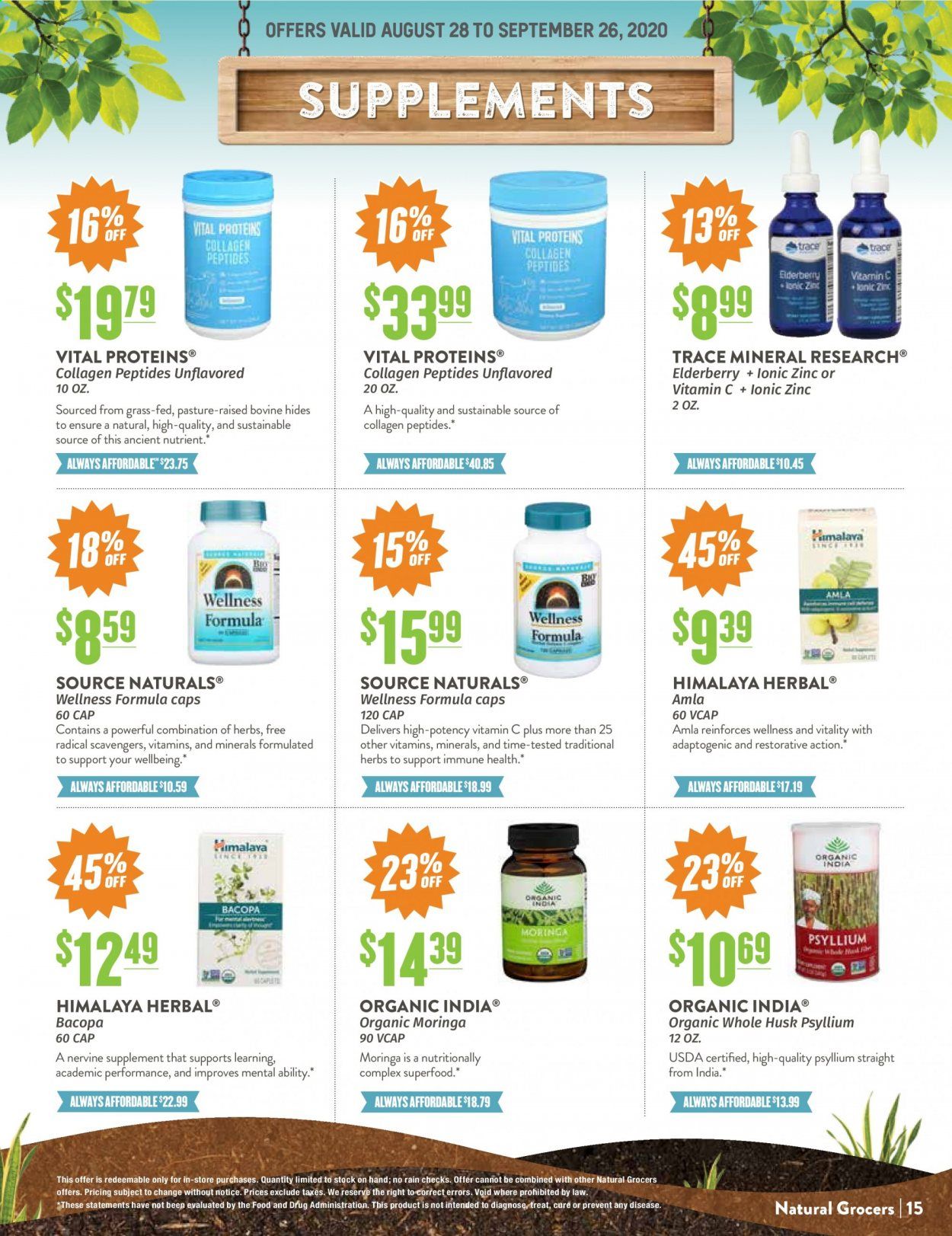 Natural Grocers Weekly Ad August 28 to September 26